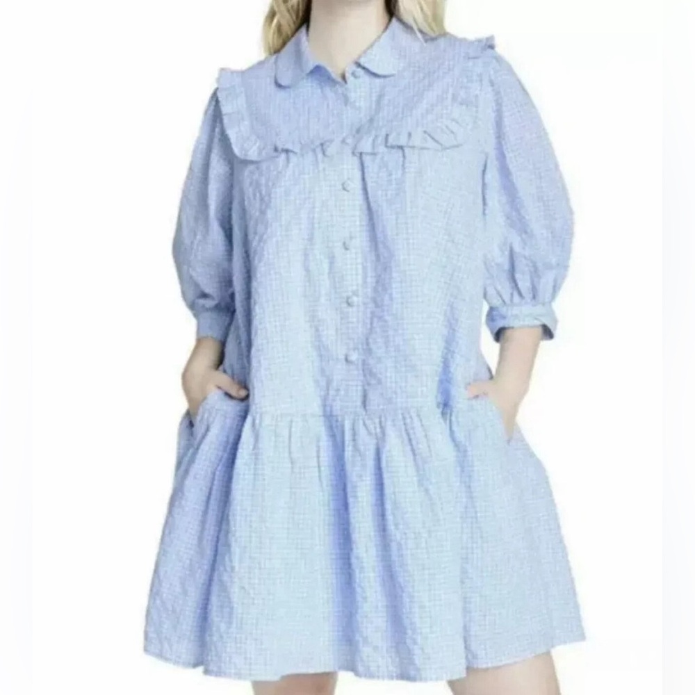 Sandy Liang Blue Gingham Dress